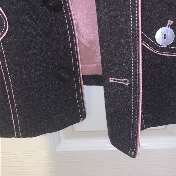 Jendo women’s blazer - charcoal grey / pink - Picture 4 of 9